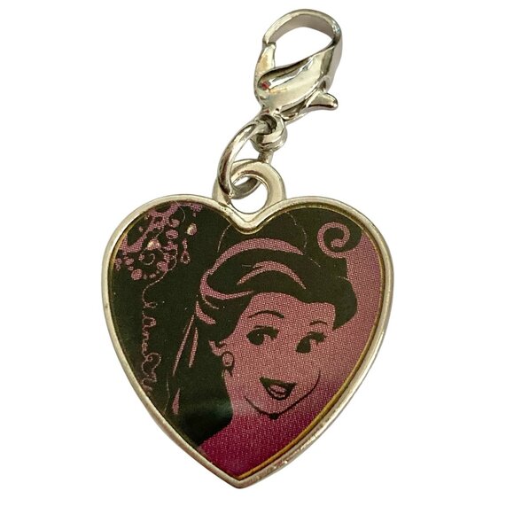 Vintage Disney Princess Belle Beauty & the Beast Heart Clip On Charm Zipper Pull - Picture 2 of 8